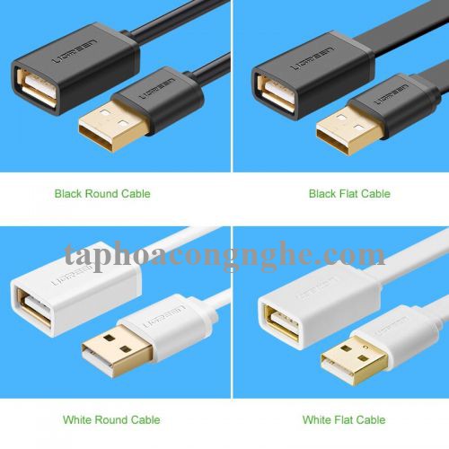 Ugreen 10890 3M màu Đen Cáp tín hiệu nối dài USB 2.0 lõi thuần đồng dáng dẹt US103 30010890